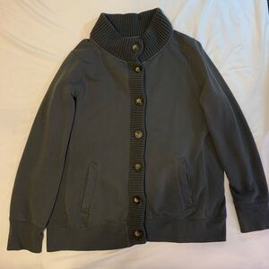 Eddie Bauer Kids Black Ribbed Funnel Collar Button Jacket Size XL